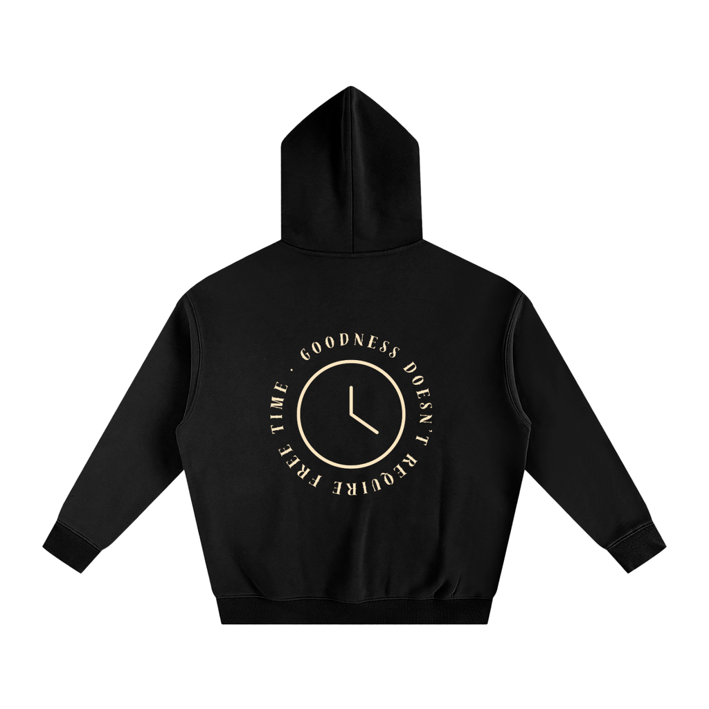 Free Time - Oversize Fleeced Hoodie (Black)